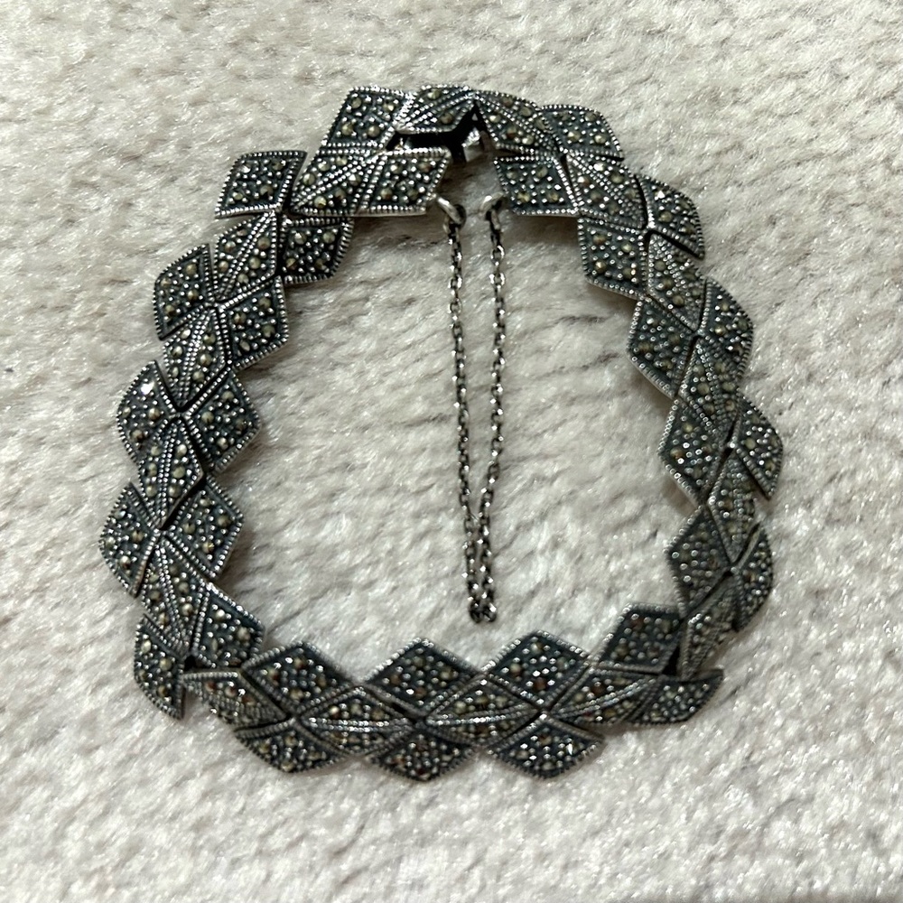 🤑ClosetClearoutSale🤑 Sparkling Gorgeous Marcasite Sterling Silver Bracelet❣️NWOT